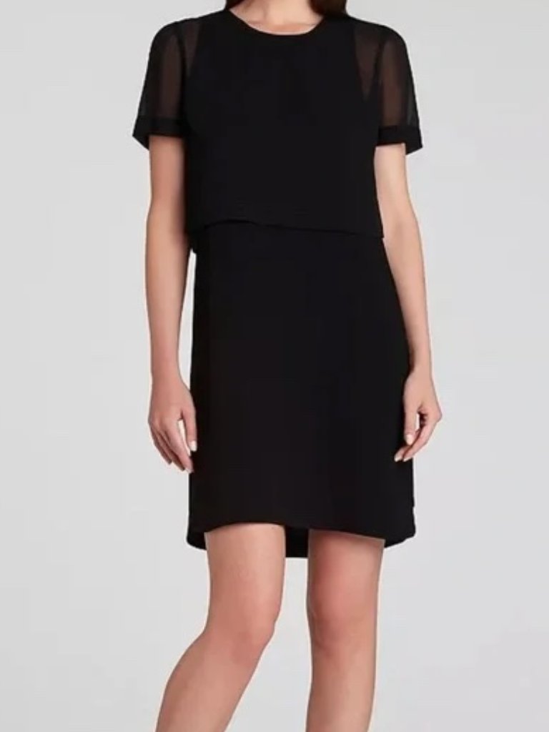 Bcbgmaxazria Black Kristy Chiffon Sheath Dress (S)
